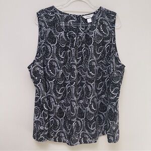 CJ Banks Black/White Polka Dot Sleeveless Blouse